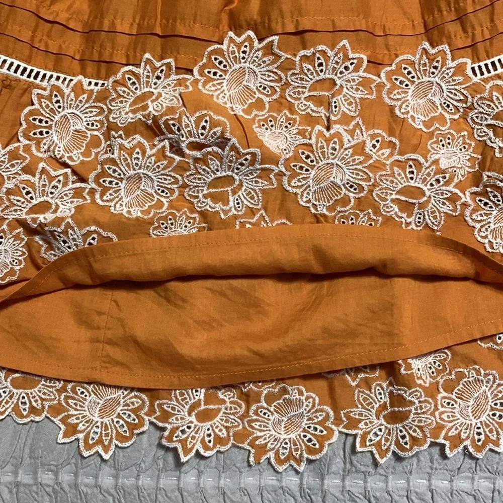 Anthropologie Women’s Embroidered Lace Tiered Mini Skirt X-Small Boho Western